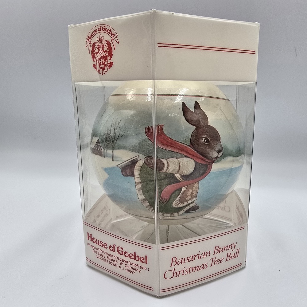 Vintage House of Goebel Bavarian Bunny Christmas Tree‎ Ball Ornament w/ Box